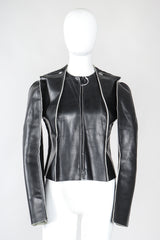 Recess Designer Consignment Vintage Maison Margiela 1998 Leather Flat Pattern Jacket Los Angeles Resale