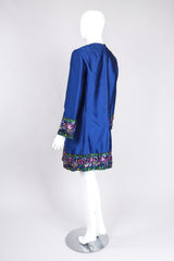 Recess Los Angeles Vintage Malcolm Starr Jewel Trimmed Silk Shift Tunic Dress