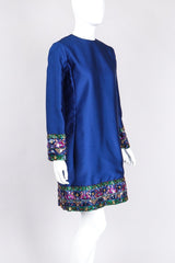 Recess Los Angeles Vintage Malcolm Starr Jewel Trimmed Silk Shift Tunic Dress
