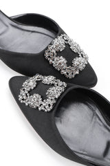 Recess Los Angeles Vintage Manolo Blahnik Silk Satin Crystal Hangisi Mules