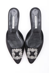 Recess Los Angeles Vintage Manolo Blahnik Silk Satin Crystal Hangisi Mules
