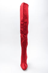 Recess Los Angeles Vintage Manolo Blahnik Lipstick Satin Stiletto Over The Knee Boots