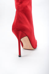 Recess Los Angeles Vintage Manolo Blahnik Lipstick Satin Stiletto Over The Knee Boots