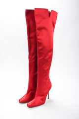 Recess Los Angeles Vintage Manolo Blahnik Lipstick Satin Stiletto Over The Knee Boots