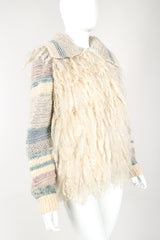Recess Designger Consignment Vintage Manos Del Uruguay Pastel Mongolian Sheep Fleece Sweater Jacket Los Angeles Resale