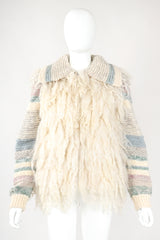 Recess Designger Consignment Vintage Manos Del Uruguay Pastel Mongolian Sheep Fleece Sweater Jacket Los Angeles Resale