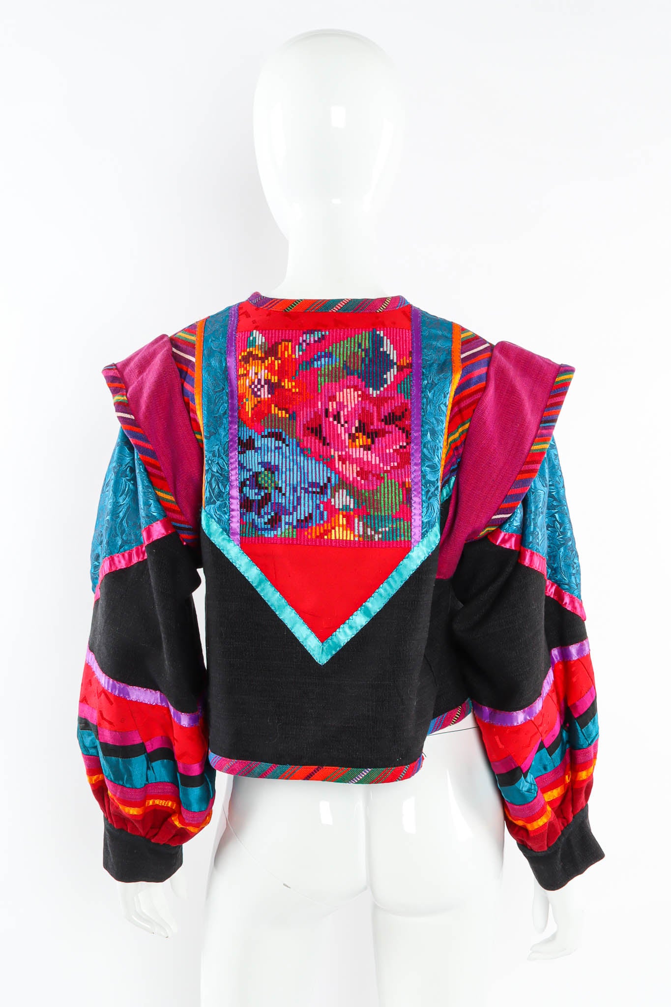 Vintage Margaret Piatt Ribbon Patchwork Crop Jacket mannequin back @ Recess Los Angeles