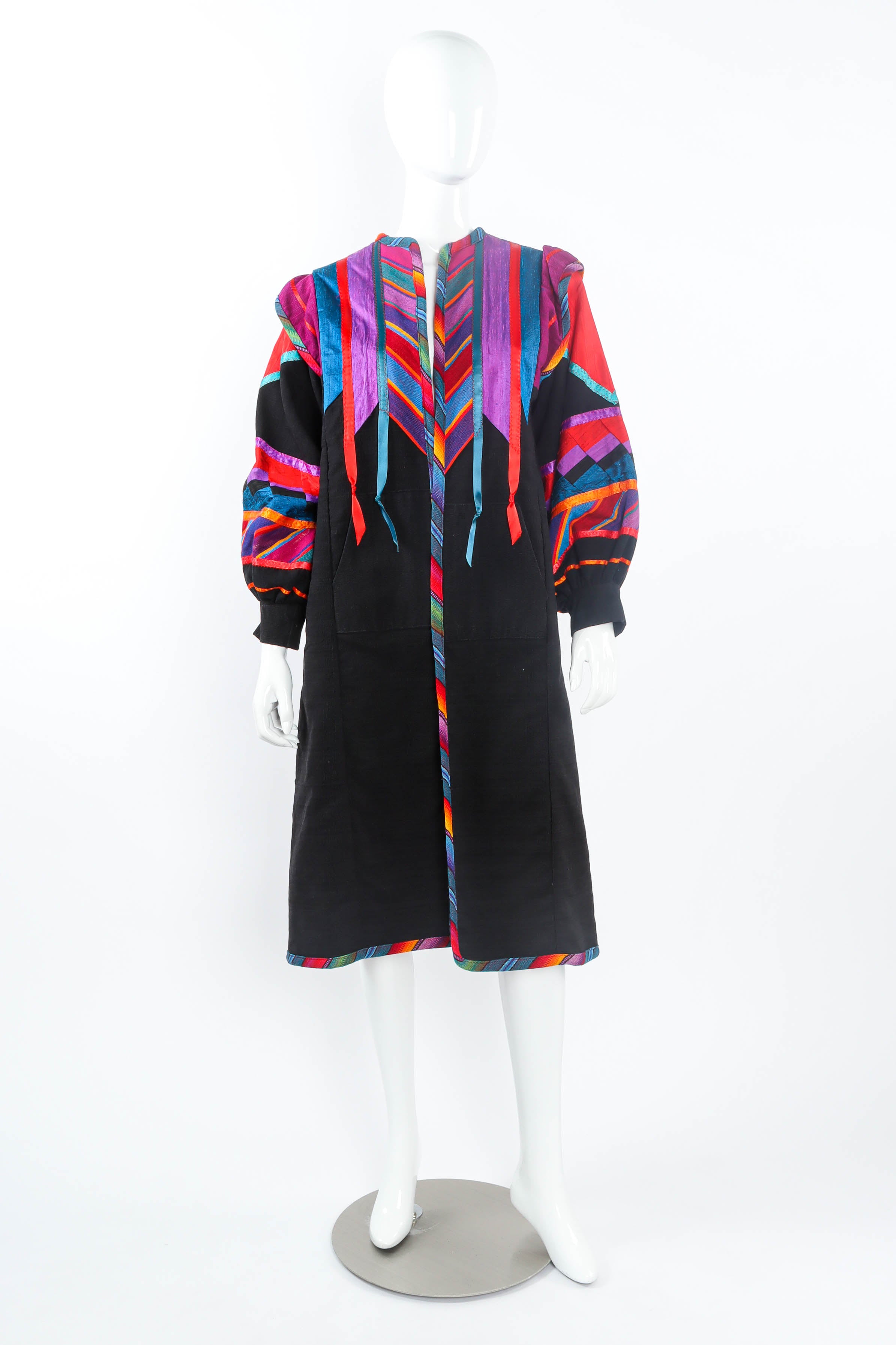 Vintage Margaret Piatt Ribbon Patchwork Coat mannequin front @ Recess LA