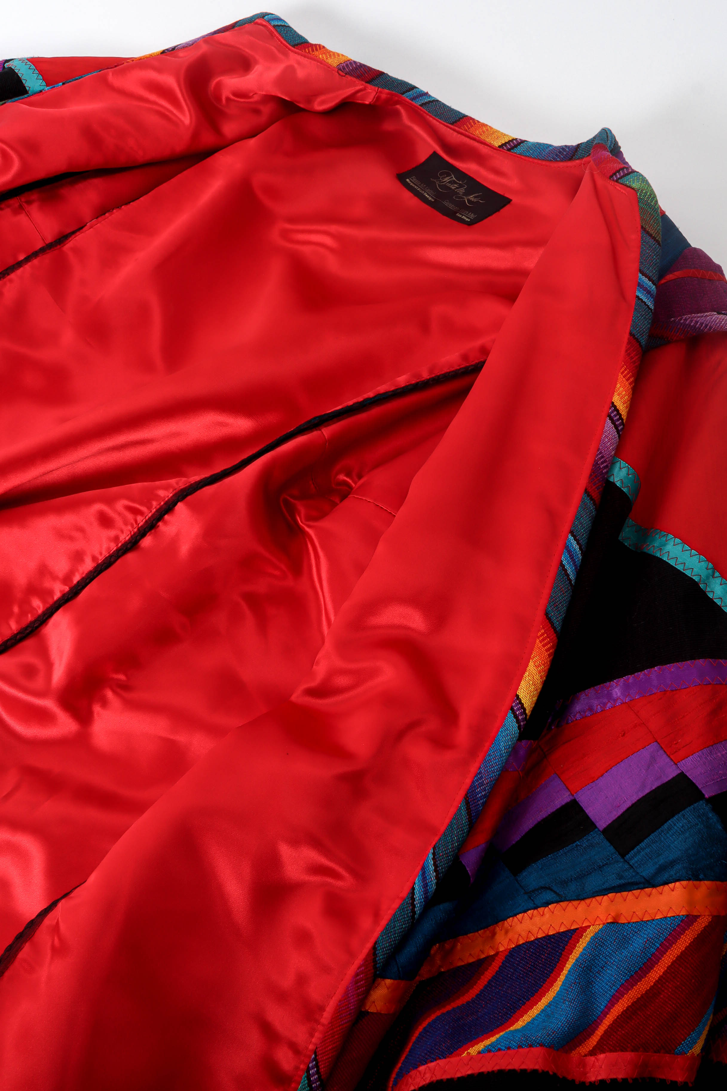 Vintage Margaret Piatt Ribbon Patchwork Coat red silk lining @ Recess LA