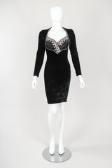 Recess Designer Consignment Vintage Maria Michele Velvet Jeweled Bust Cocktail Dress Los Angeles Resale