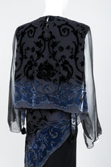 Vintage Marian Clayden Chiffon Velvet Burnout Top & Skirt Set on Mannequin back crop at Recess