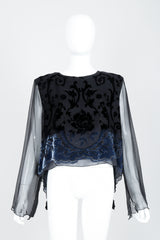 Vintage Marian Clayden Chiffon Velvet Burnout Top on Mannequin front at Recess