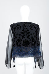 Vintage Marian Clayden Chiffon Velvet Burnout Top on Mannequin back at Recess