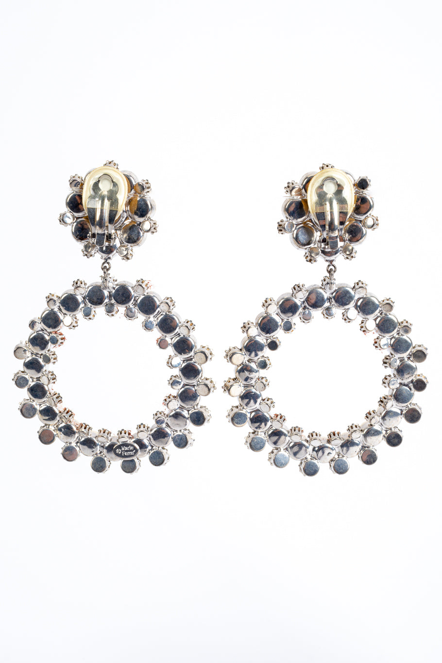 Vintage pearl and rhinestone hoop earrings by Marie Ferrá backs @recessla