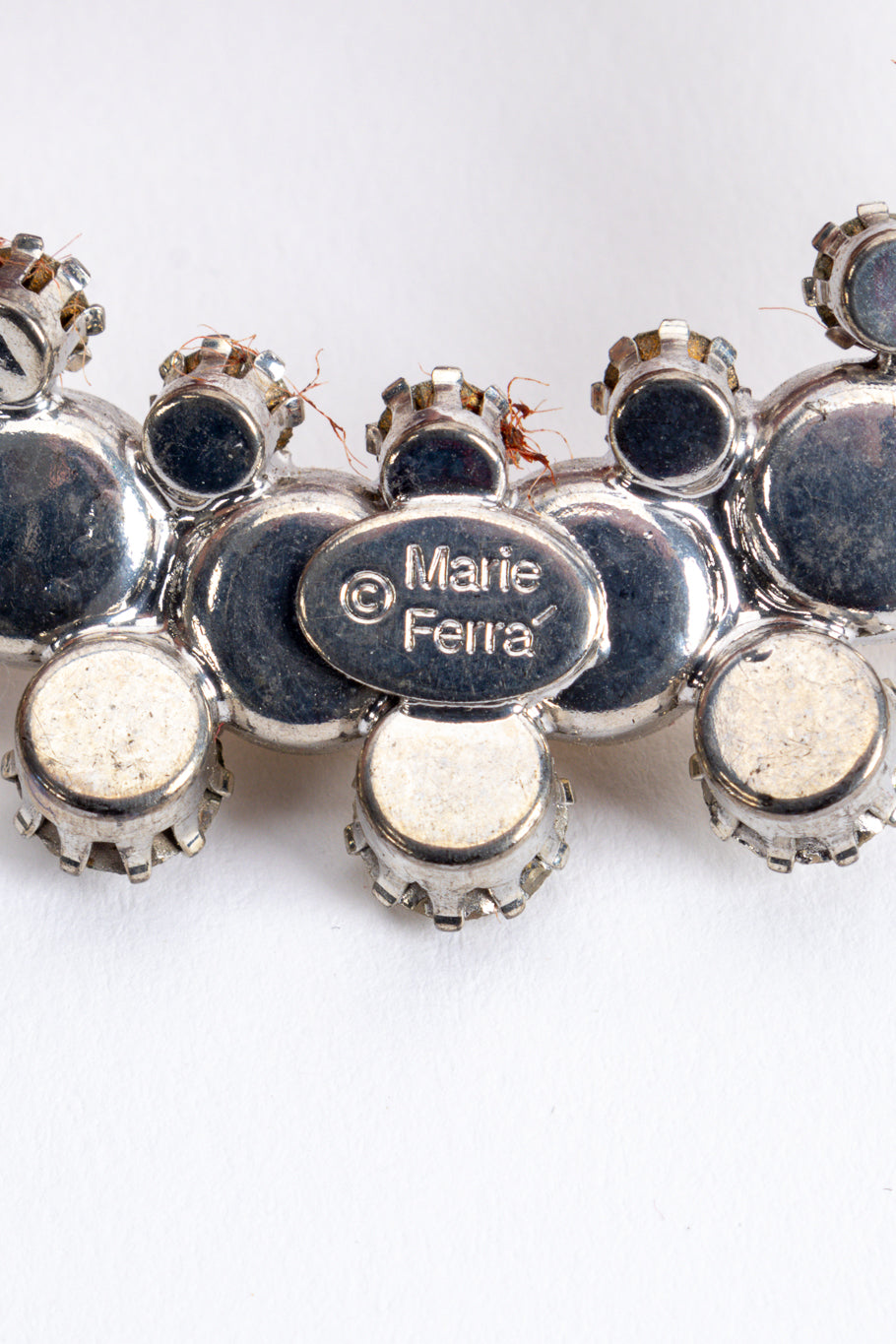 Vintage pearl and rhinestone hoop earrings by Marie Ferrá oval cartouche @recessla
