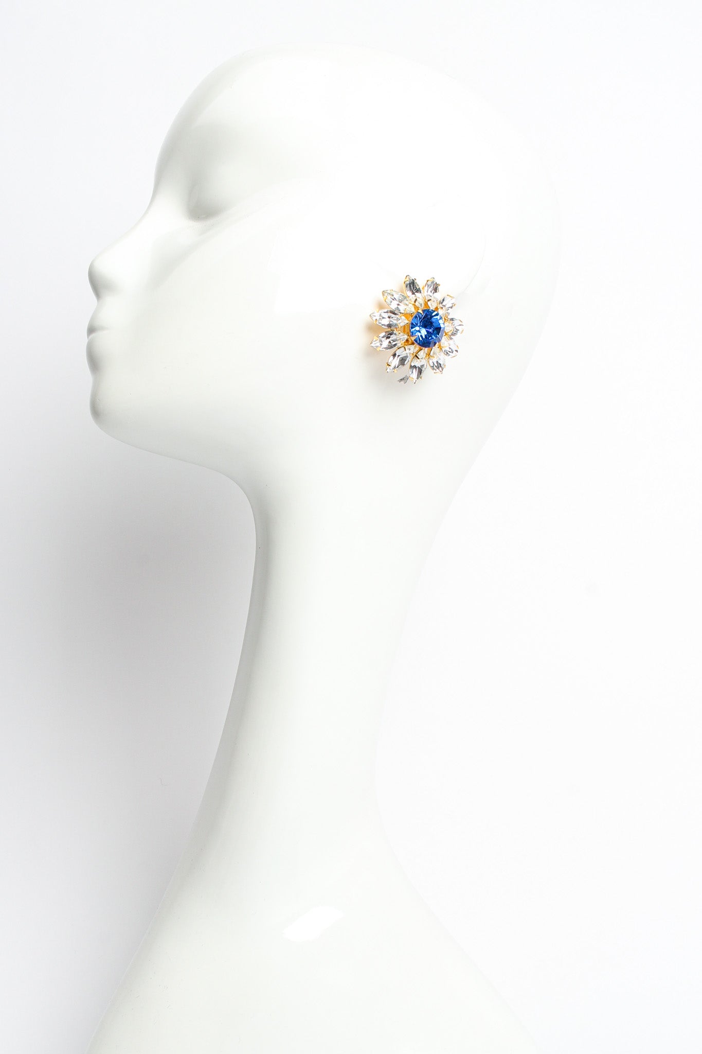 Vintage Marie Ferrá Crystal Floral Earrings on mannequin @ Recess LA