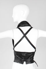 Recess Los Angeles Vintage Martine Sitbon Notched Lapel Leather Corset Harness Vest