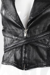 Recess Los Angeles Vintage Martine Sitbon Notched Lapel Leather Corset Harness Vest