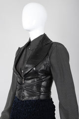 Recess Los Angeles Vintage Martine Sitbon Notched Lapel Leather Corset Harness Vest