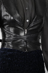Recess Los Angeles Vintage Martine Sitbon Notched Lapel Leather Corset Harness Vest