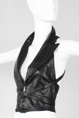 Recess Los Angeles Vintage Martine Sitbon Notched Lapel Leather Corset Harness Vest