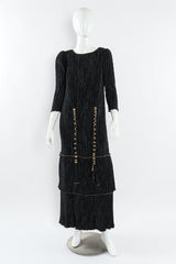 Vintage Mary McFadden Pilissé Pleat Rope Tassel Dress mannequin front  @ Recess LA