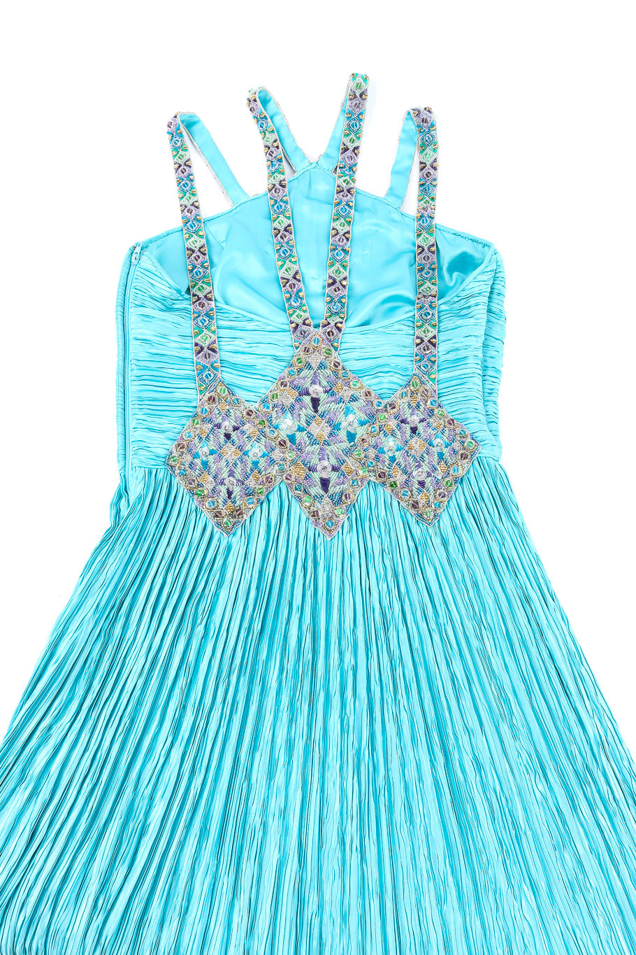 Embellished pleated gown by Mary McFadden flat lay back @recessla