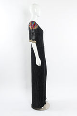 Vintage Mary McFadden Sequin Floral Beaded Pilissé Dress mannequin side @ Recess LA