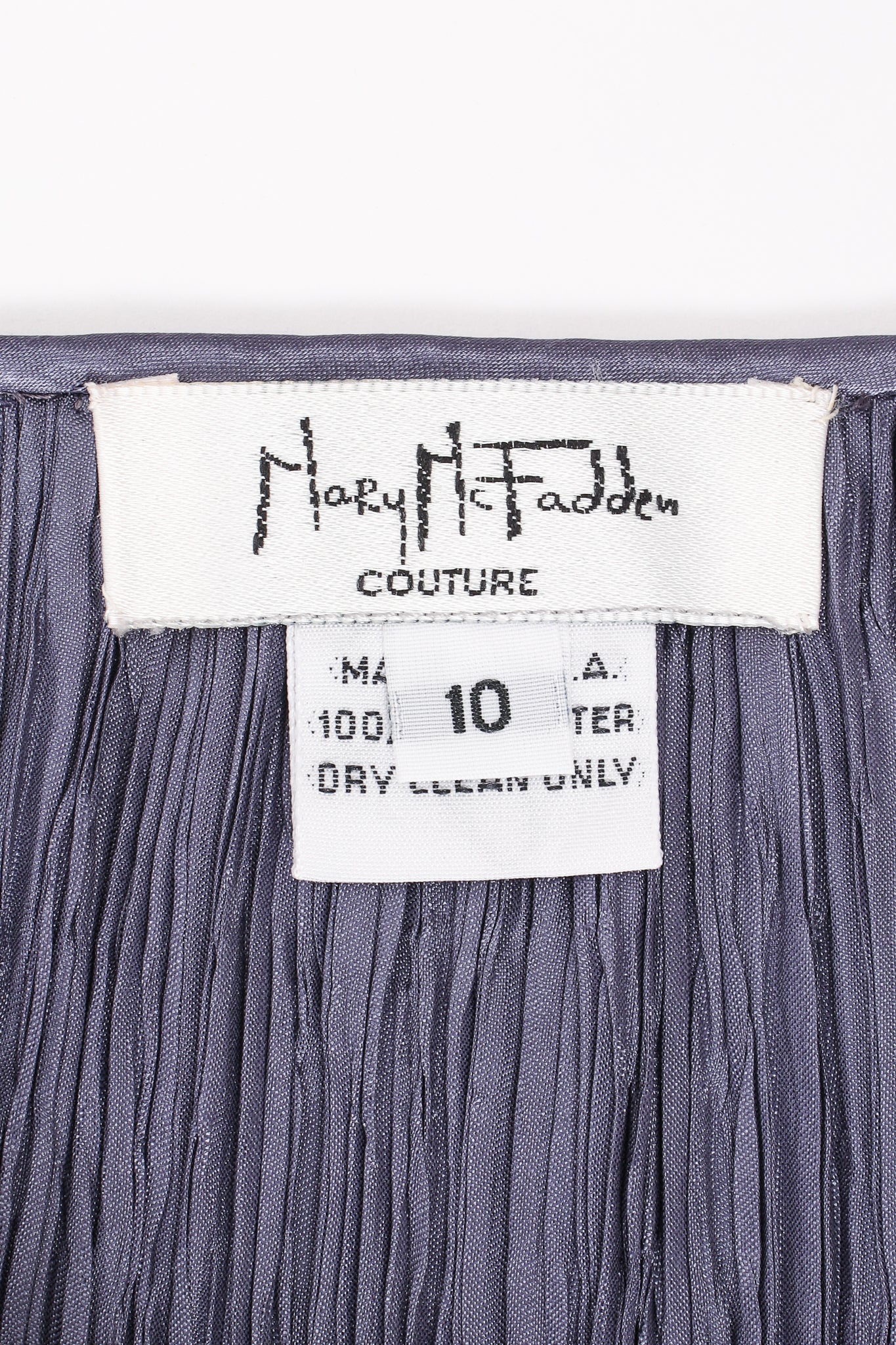 Vintage Mary McFadden Periwinkle Pleated Column Skirt label at Recess Los Angeles