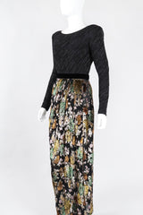 Recess Los Angeles Vintage Mary McFadden Pleated Velvet Lamé Burnout Dress