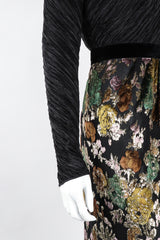 Recess Los Angeles Vintage Mary McFadden Pleated Velvet Lamé Burnout Dress