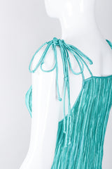 Recess Los Angeles Vintage Mary McFadden Teal Pleated Tank Skirt Set