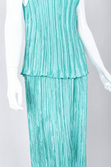 Recess Los Angeles Vintage Mary McFadden Teal Pleated Tank Skirt Set