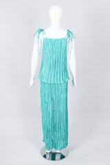 Recess Los Angeles Vintage Mary McFadden Teal Pleated Tank Skirt Set