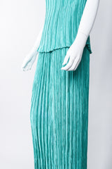 Recess Los Angeles Vintage Mary McFadden Teal Pleated Tank Skirt Set