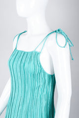 Recess Los Angeles Vintage Mary McFadden Teal Pleated Tank Skirt Set