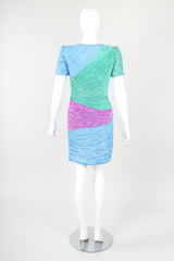 Recess Designer Consignment Vintage Mary McFadden Pleated Colorblock Cocktail Dress Los Angeles Resale Mariano Fortuny