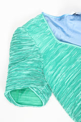 Recess Designer Consignment Vintage Mary McFadden Pleated Colorblock Cocktail Dress Los Angeles Resale Mariano Fortuny