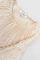 Vintage Mary McFadden Cream Pleated Asymmetrical Draped Collar Dress Neckline at Recess