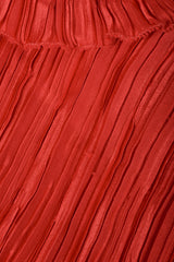 Vintage Mary McFaddden Asymmetrical Ruffle Shoulder Gown Red Pleated Fabric Detail