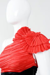 Vintage Mary McFaddden Asymmetrical Ruffle Shoulder Rosette Detail