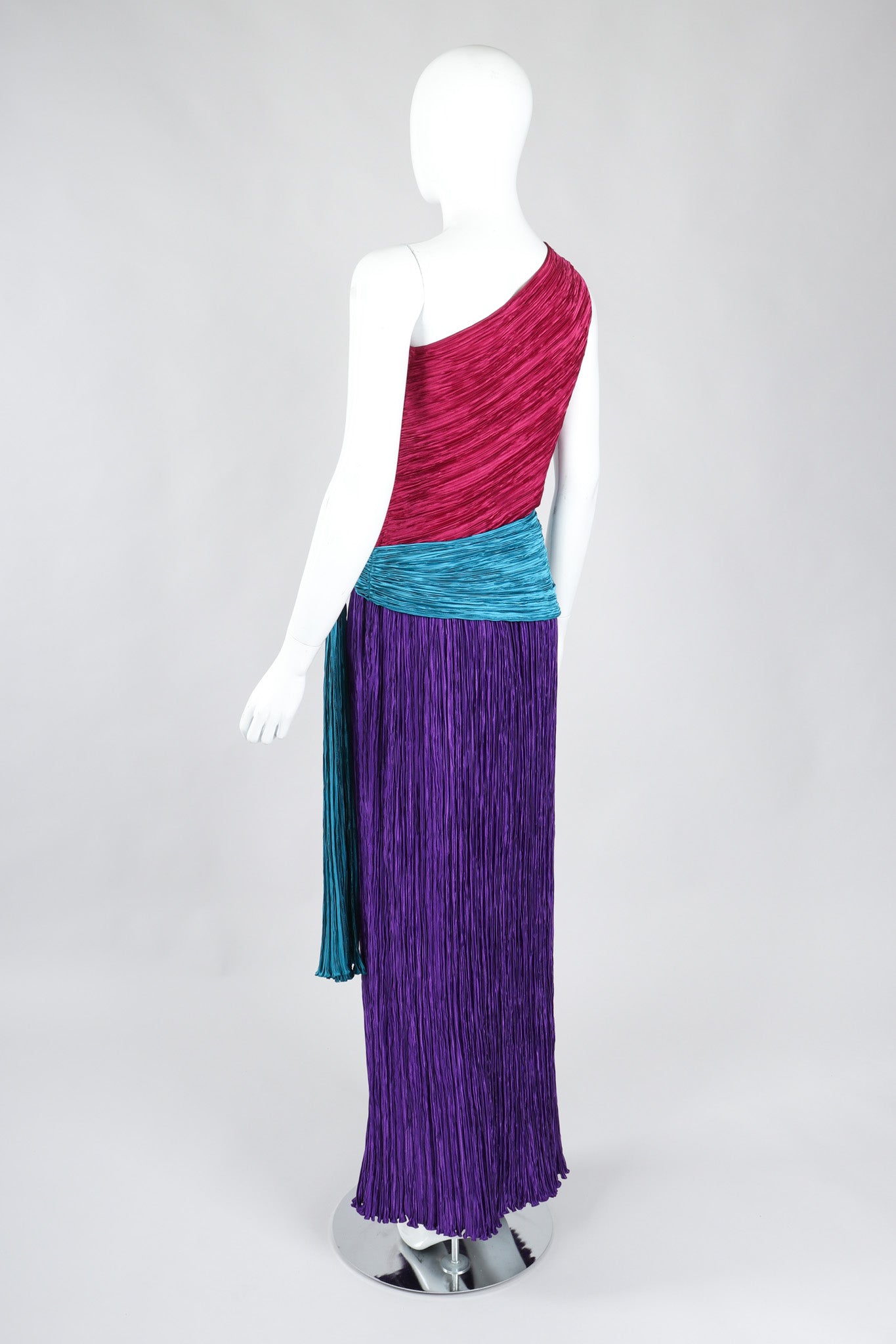 Recess Los Angeles Vintage Mary McFadden One-Shoulder Colorblock Gown
