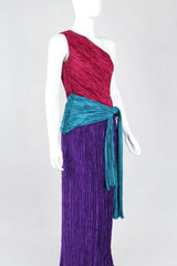 Recess Los Angeles Vintage Mary McFadden One-Shoulder Colorblock Gown