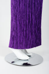 Vintage Mary McFadden Pleated Colorblock Bias Bodice Dress on Mannequin hem