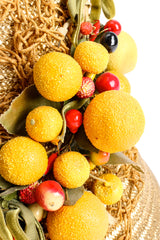 Vintage Maybelle Marie Birch 1945 Fruit Basket Gold Straw Bucket Hat detail fruits @ Recess LA