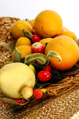 Vintage Maybelle Marie Birch 1945 Fruit Basket Gold Straw Bucket Hat fruits @ Recess LA