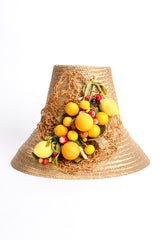 Vintage Maybelle Marie Birch 1945 Fruit Basket Gold Straw Bucket Hat front @ Recess LA