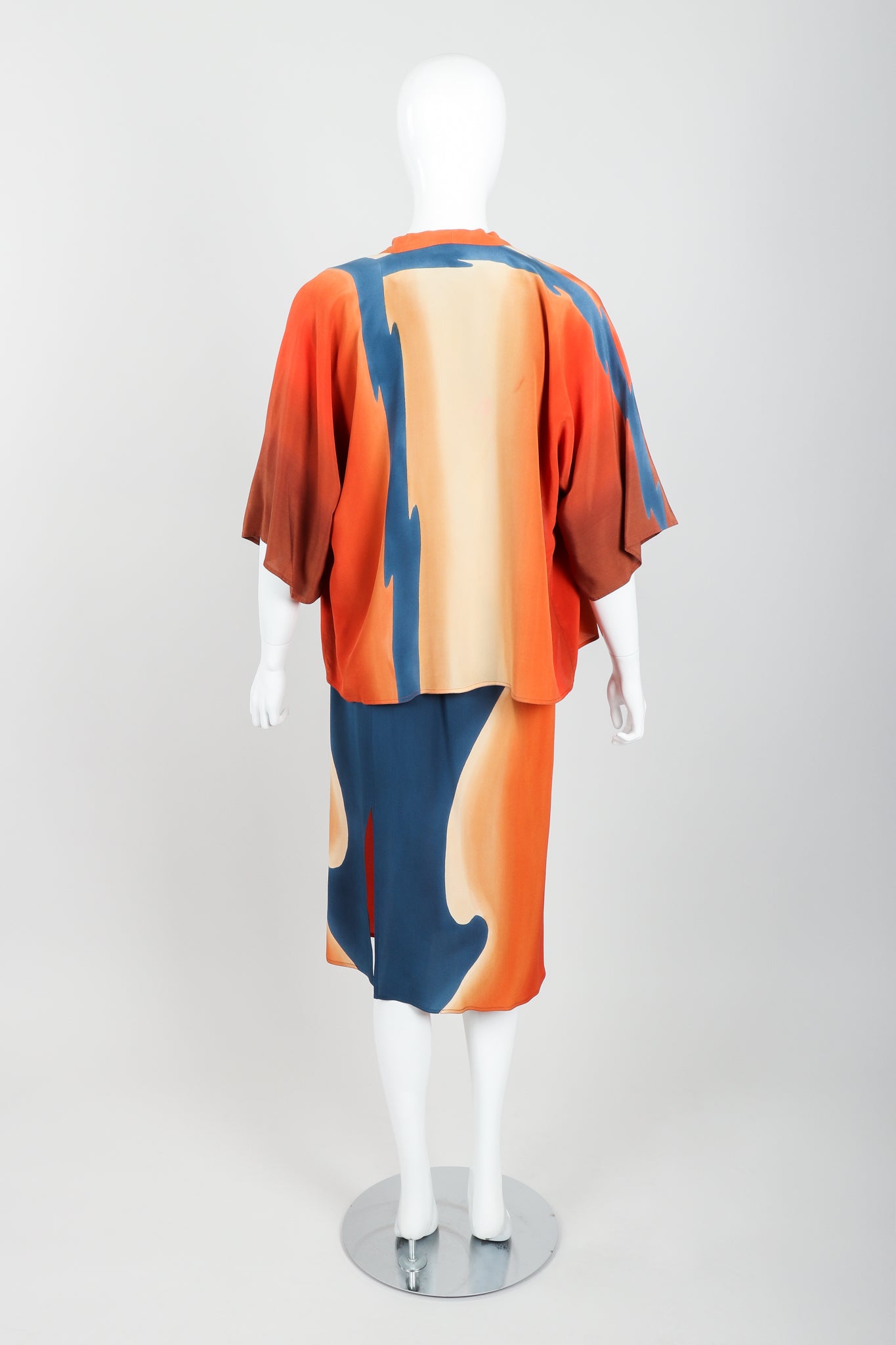 Vintage McKane Sunset Silk Kimono Set on mannequin back at Recess Los Angeles