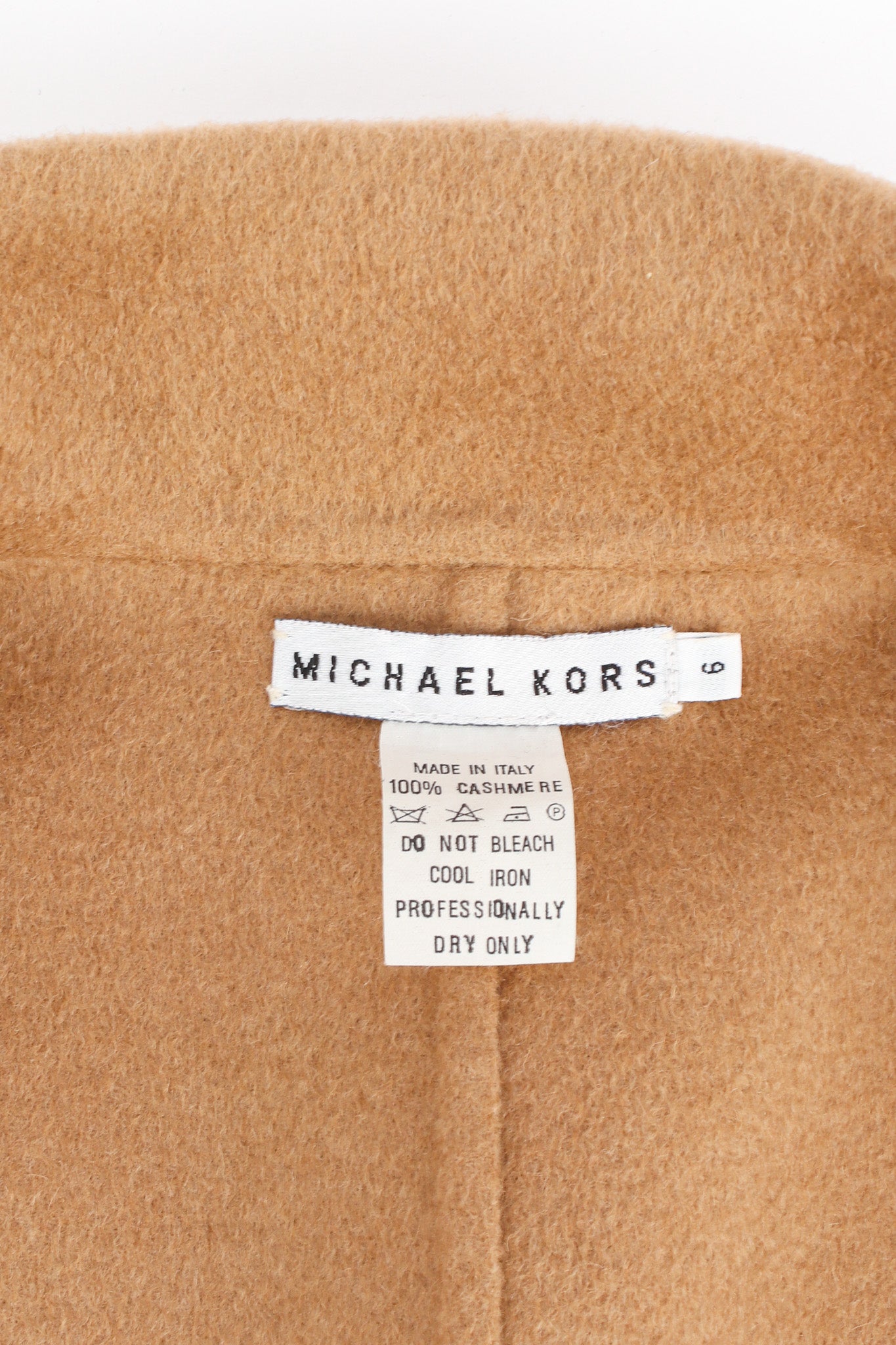Vintage Michael Kors Camel Cashmere Jacket & Skirt Set tag @ Recess LA