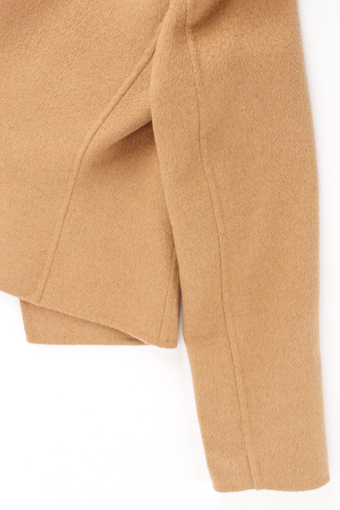 Vintage Michael Kors Camel Cashmere Jacket & Skirt Set jacket sleeve/hem @ Recess LA